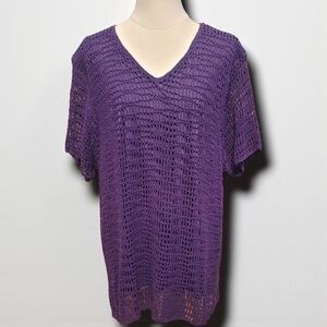 TEDDI WOMAN 1X Elegant Purple V-Neck Women's Sweater